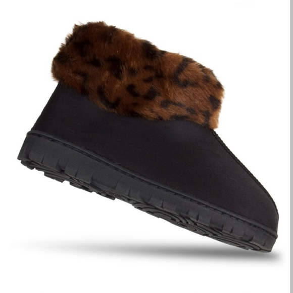 Jessica Simpson black and Leopard bootie slippers - Picture 3 of 5